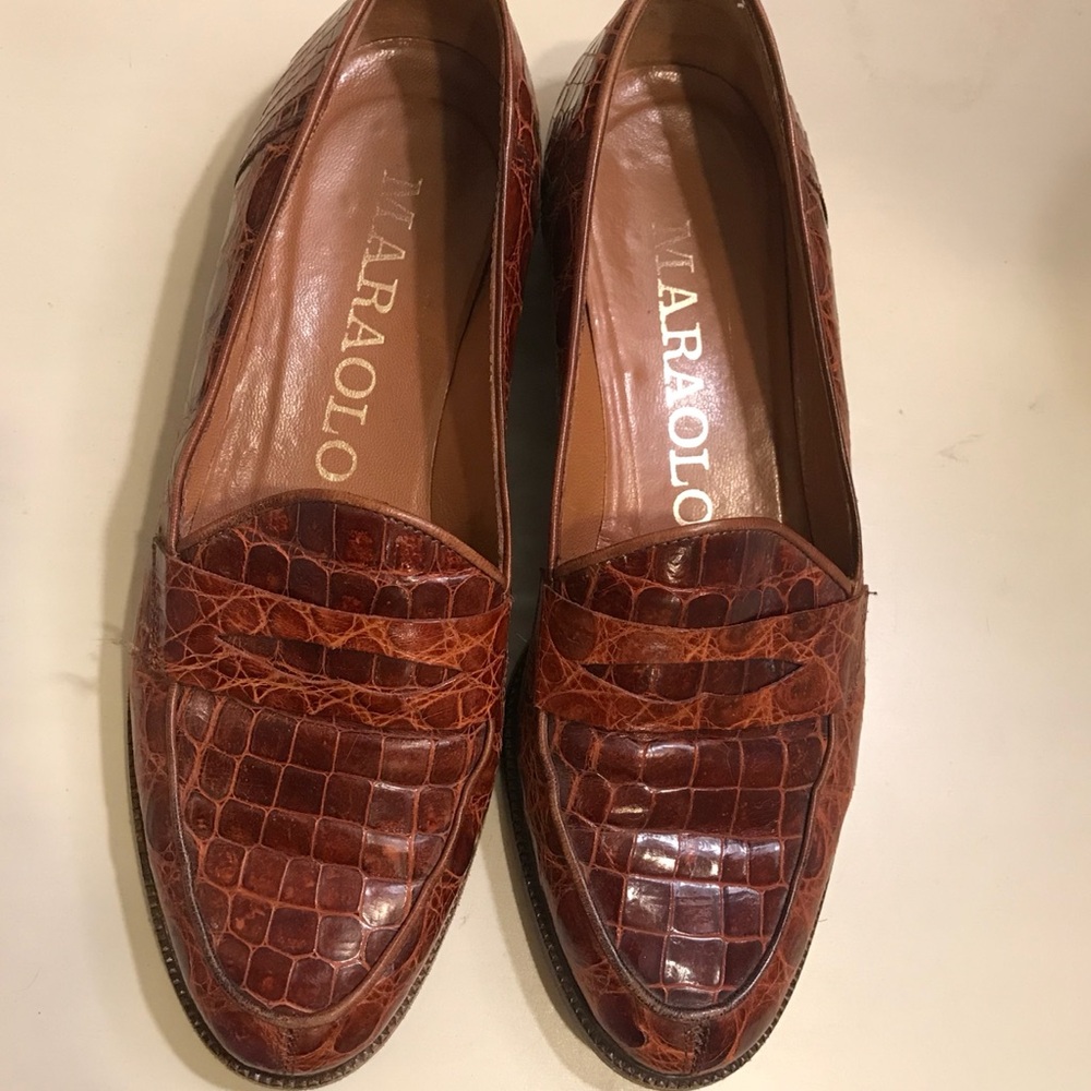 Women's Italian 100% Crocodile Leather Loafers Size 37 (US 6.5)